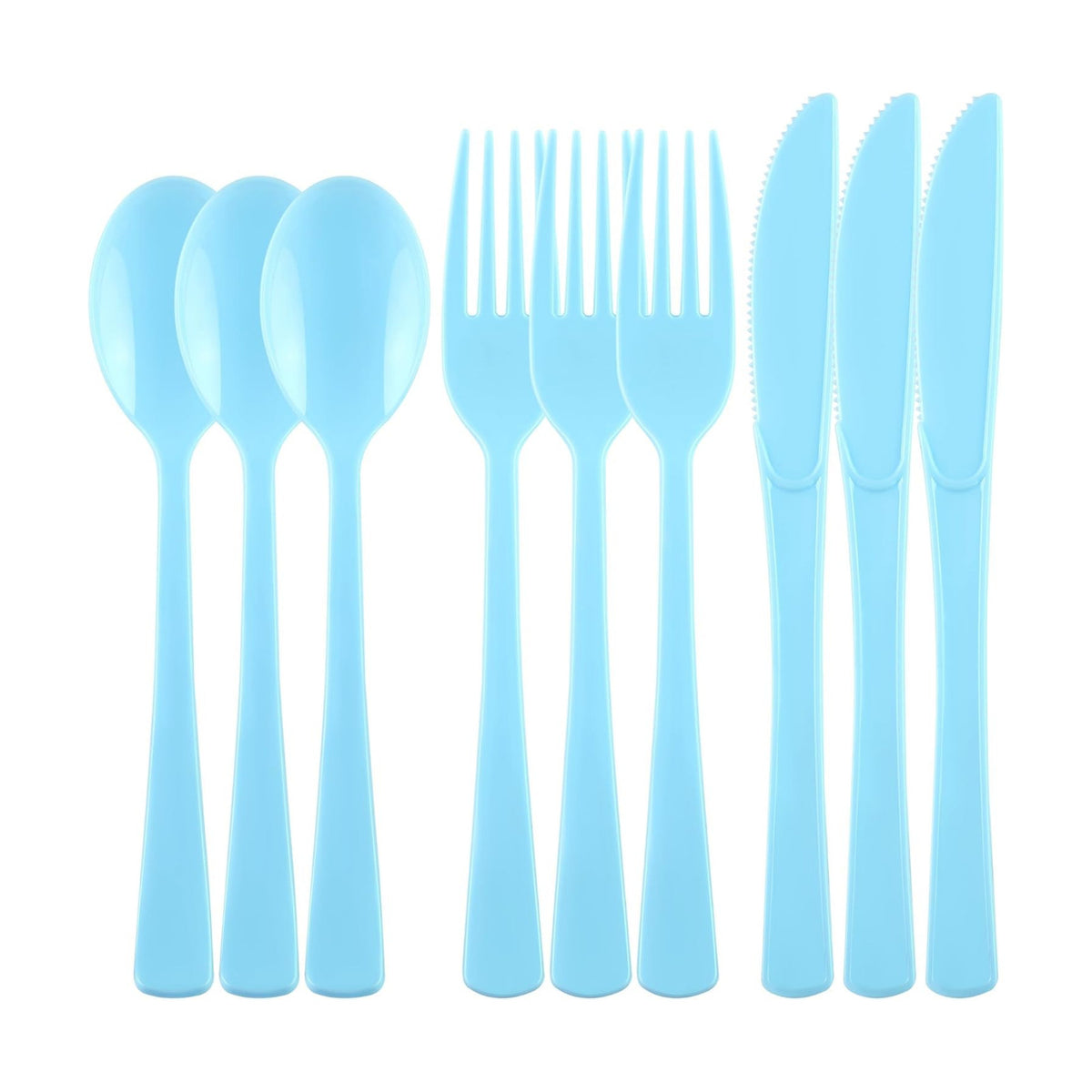 Kochorie 300 Pcs Light Blue Plastic Silverware, Disposable Plastic Utensils