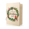 Wooden Christmas Card Organizer Merry Christmas Greeting Card Holder Xmas Holiday Post Cards Keeper Wood Memories Book or Binder for Storage Keepsake Album Photo Notes Gift Winter Past