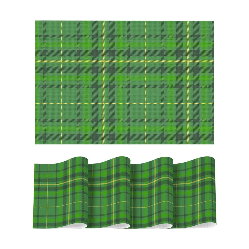 Artoid Mode Green Striped Check St. Patricks Day Vinyl Placemats Set of 4, Heat Resistant Non-Slip Woven Plastic PVC Place Mats for Party Kitchen Dining Decor