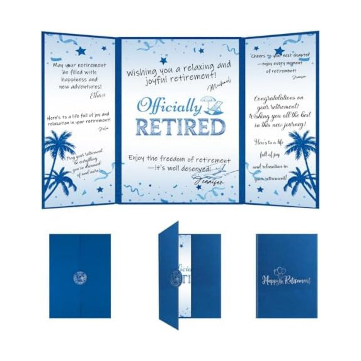 Retirement Guest Book Alternative Signing Board Card, Blue, 18 X 12 In