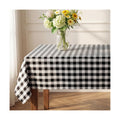Waterproof Gingham Tablecloth, Checkered Fabric Table Cover for Kitchen Dining, Black & White Plaid Table Cloth, Rectangle Table Cloth for Indoor Outdoor Use, W60 x L102 in