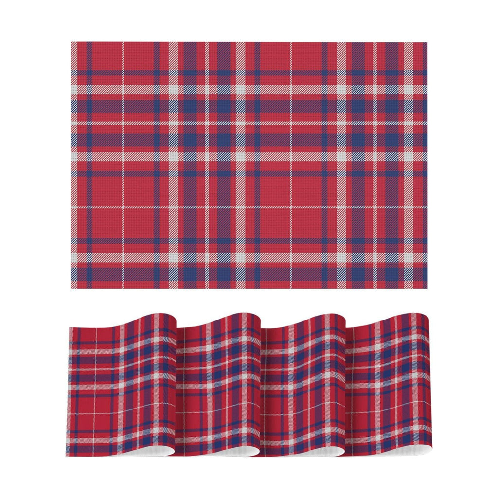 Artoid Mode Red Striped Check Memorial Day Vinyl Placemats Set of 4,Heat Resistant Non-Slip Woven Plastic PVC Place Mats for Party Kitchen Dining Decor