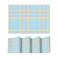 Artoid Mode Blue Striped Check Vinyl Placemats Set of 4, Heat Resistant Non-Slip Woven Plastic PVC Place Mats for Party Kitchen Dining Decor