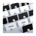 Leinuosen 96 Pcs Decorative Pearl Place Card Stands and Cards Set, Table Place, Food Labels Business, Dessert Table Decor