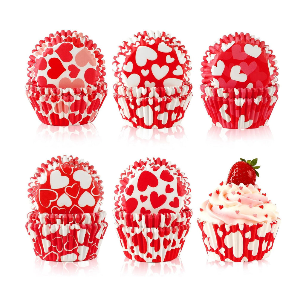 SANNIX 450pcs Valentine's Day Cupcake Liners Red White Love Theme Cupcake Wrappers Paper Wraps Muffin Liners for Valentines Day Wedding Birthday Party Candy Cake Decorations Supplies