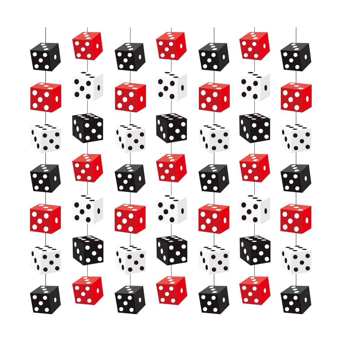 Xinnun 8 Pcs Casino Dice Party Decorations Black White and Red Dice Garland
