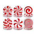 Fourluoo 96 Pcs Christmas Candy Paper Plates 7 Inch Christmas Disposable Peppermint Dinner Plates for Xmas Birthday Party Table Decoration Supplies