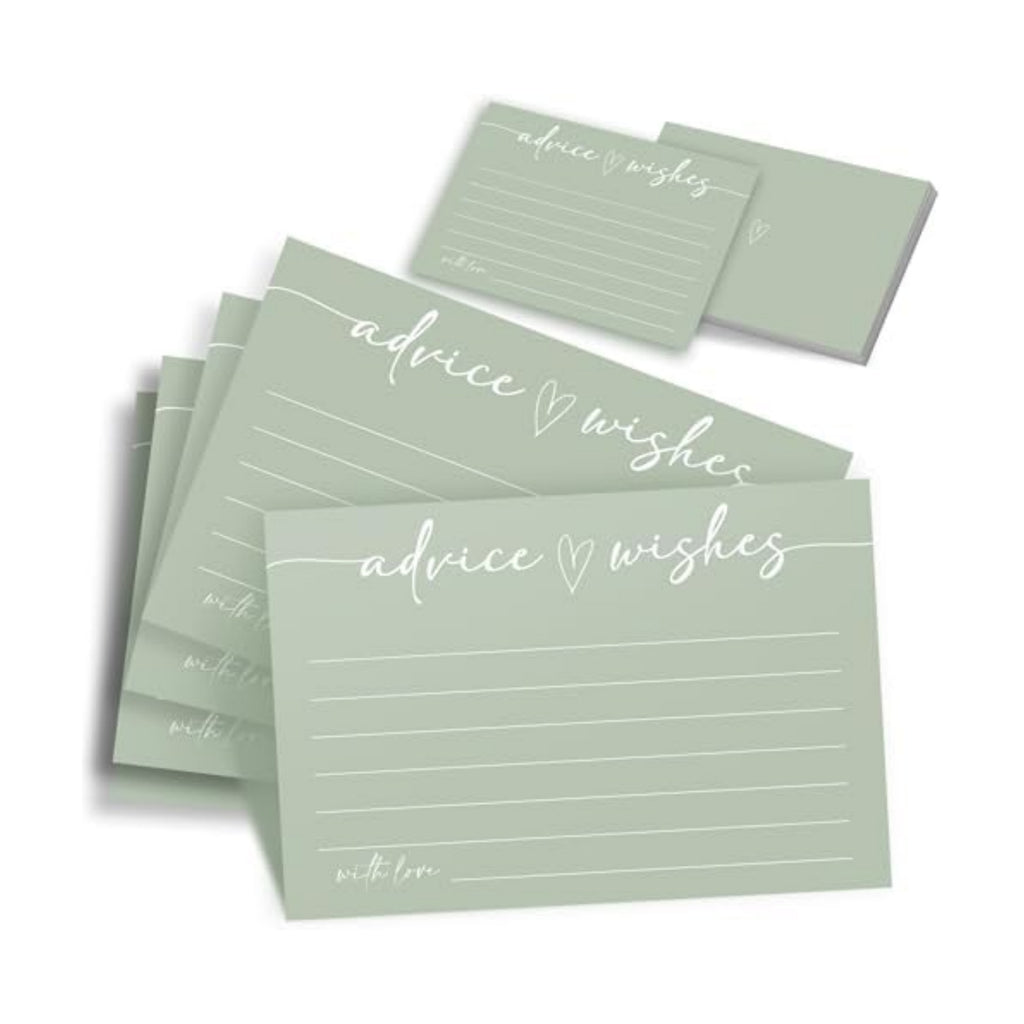 Advice and Wishes for Mr and Mrs, 60 Count Sage Green Marriage Message Cards - Minimalist Fill in The Blank Stationery for Wedding, Bride and Groom