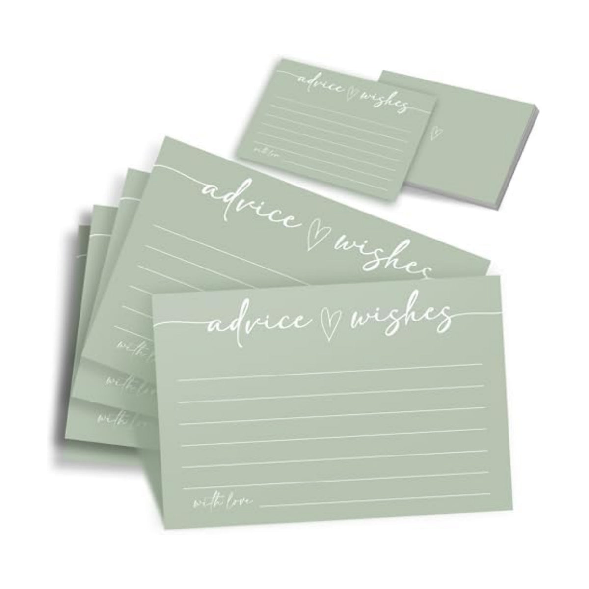 Advice and Wishes for Mr and Mrs, 60 Count Sage Green Marriage Message Cards - Minimalist Fill in The Blank Stationery for Wedding, Bride and Groom
