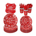 112 PCS Valentines Day Tableware Set Galentine Disposable with Plates, Cups, Napkin, Knives, Forks, Spoons - Valentine’s Day Party Supplies for Wedding,Anniversary, Birthday, Gathering,Serves 16
