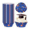 Whaline 300 Pcs Graduation Cupcake Liners Paper Baking Cups Orange Blue Congrats Graduation Cap Muffin Holders Wrappers for College High School Grad Party Decor Supplies, 2 x 1.2 Inch