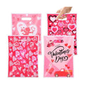 EUVBOKW 100Pcs Valentine's Day Treat Bags with Handle, Heart Shaped Goodie Bags for Candy, Wedding Baby Shower Favors