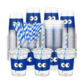 FillTouch 50 Pcs Blue Monster Themed Party Supplies Cartoon Blue Monster Plastic Cups Bulk Cartoon Baby Shower Decorations Disposable Party Favor Cups for Birthday Decorations Gender Reveal Supplies