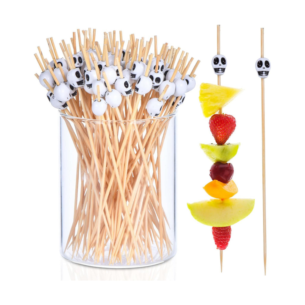 JtmyAota 100 Pack Skull Cocktail Picks, Halloween Toothpicks for Appetizers