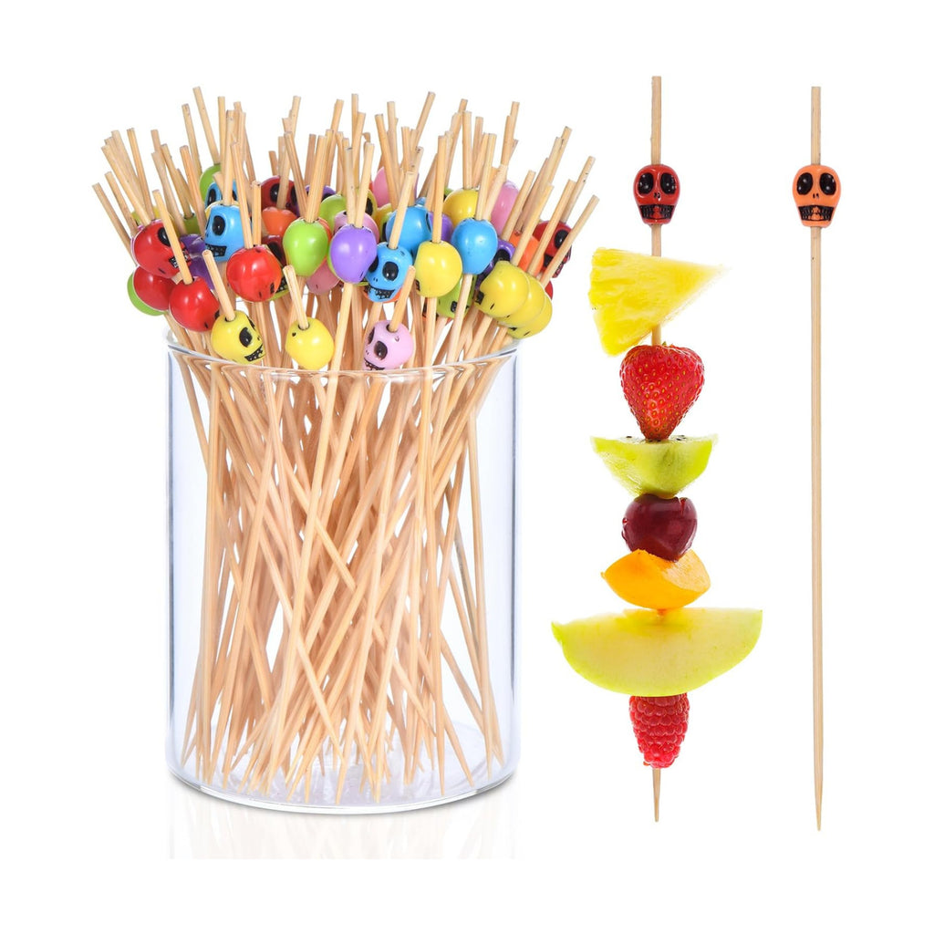 JtmyAota 100 Pack Skull Cocktail Picks, Halloween Toothpicks for Appetizers