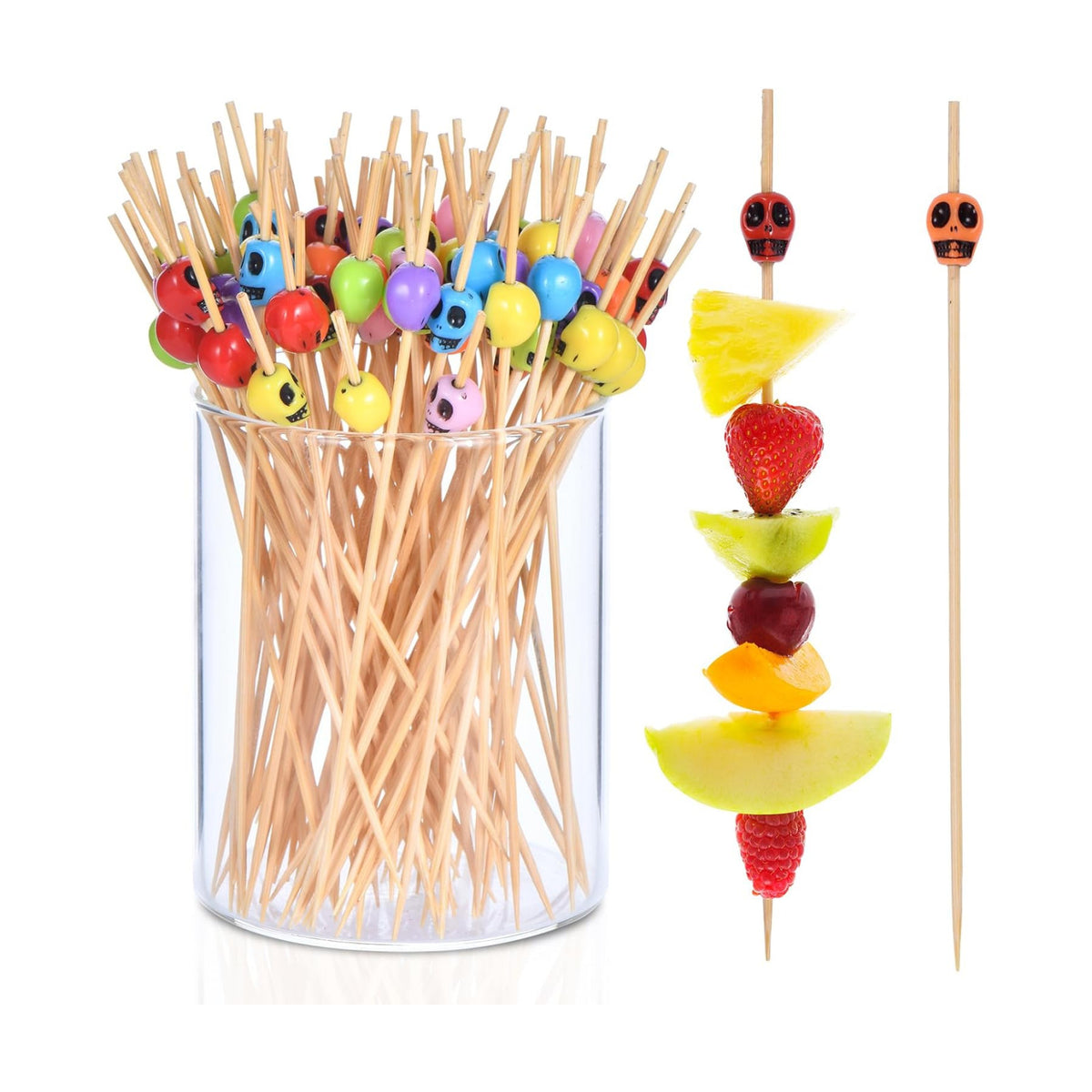 JtmyAota 100 Pack Skull Cocktail Picks, Halloween Toothpicks for Appetizers