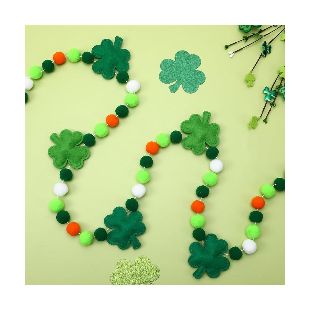 Jansun 8.2ft 3D St Patrick's Day Shamrock Felt Garland