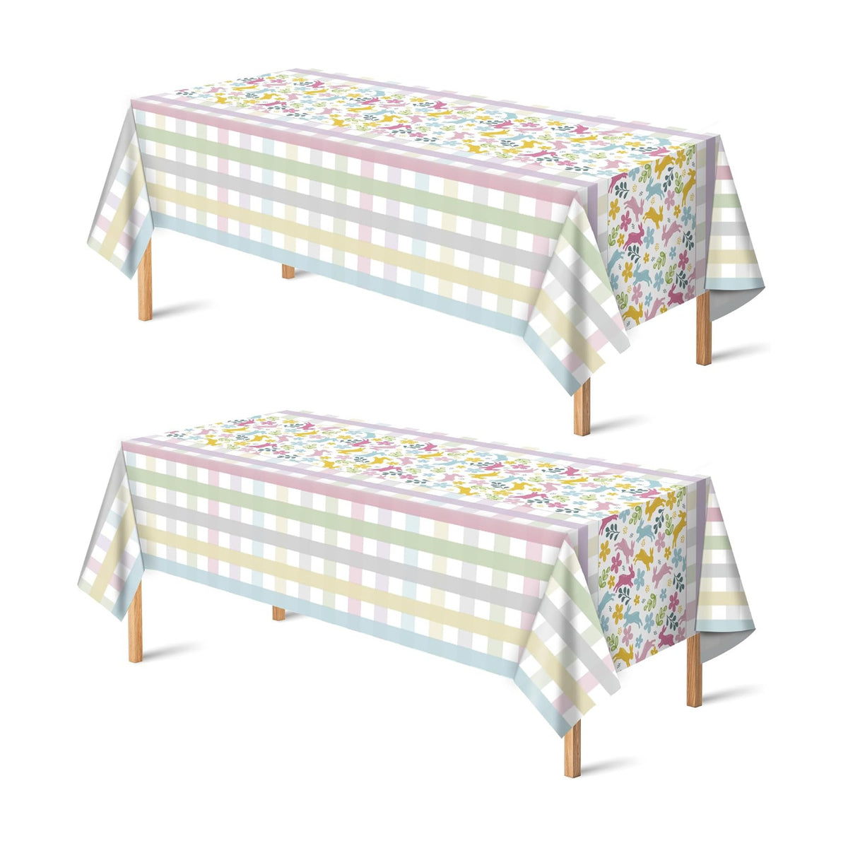 OHOME Easter Decorations - Rabbit Eggs Disposable Plastic Tablecloth Rectangular | Easter Party Decorations Supplies Favors Indoor Outdoor - Spring Holiday Backdrop Banner Table Cover for Home Kitchen