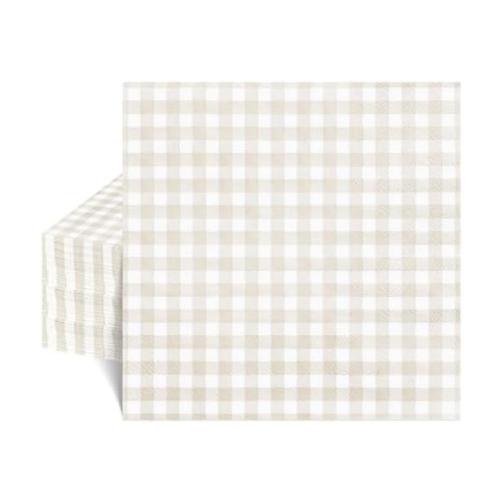 NatNarr 80 Pk Gingham Napkins Light Brown Napkins Tan Disposable, 6.5"