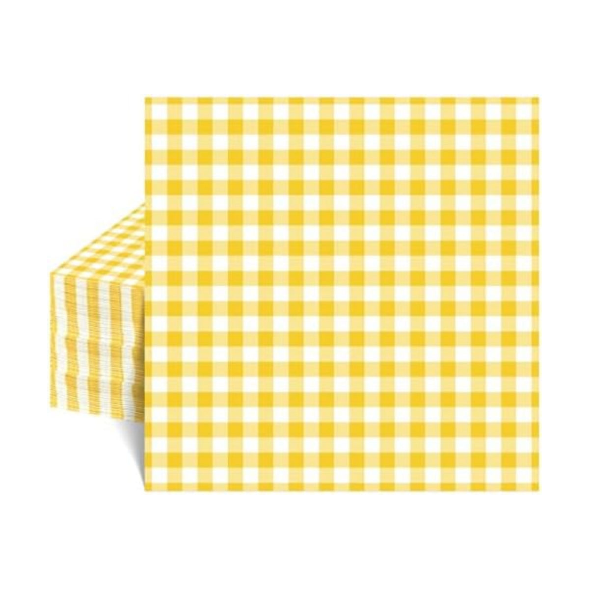 NatNarr 80 Pk Gingham Napkins Yellow Napkins Disposable, 6.5"