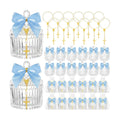 Chuangdi 12 Sets 48 Pcs Baptism Favors for Guests Crystal Candy Bowl Gifts with 12 Pcs Cross Rosary for Baptism Decorations Wedding Baby Shower Supplies First Communion Party(Blue)