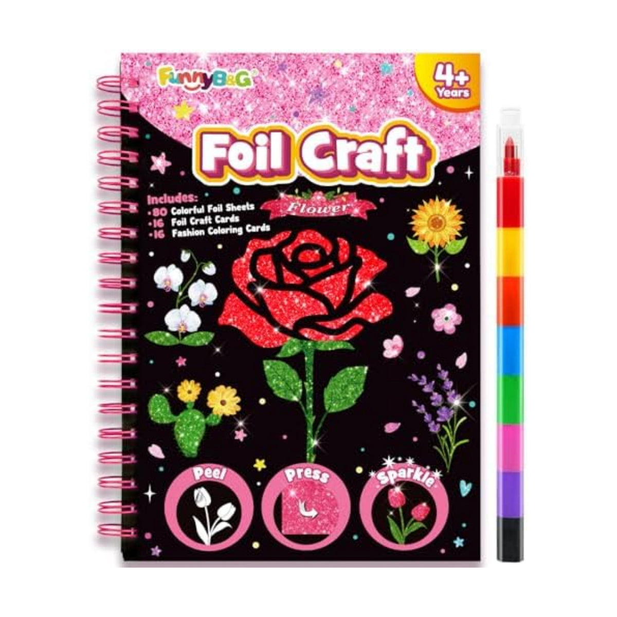 FUNNYB&G Foil Art Craft Kit for Kids, Sparkly Birthday Gift Toy for Girls