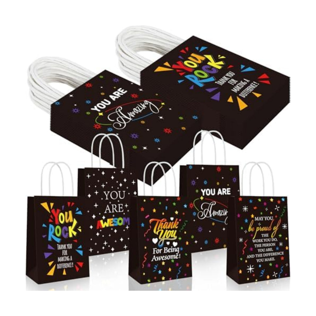 30 Pcs Thank You Gift Bags Team Employee Appreciation Gifts Bulk, Motivational Inspirational Paper Goodie Bags for Coworker Teacher Nurse Colleague Holiday Party Favor Supplies (Confetti Streamers)
