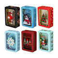 Landhoow 6 Pcs Christmas Cookie Tins with Lids Metal Gift Boxes,Style 2