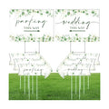 8 Pcs 17 × 8.5" Wedding This Way Directional Parking Signs Road with Stakes Large Double Sided Direction Printed Ceremony Reception Lawn Yard Arrow Sign Exquisite Plastic Rainproof (Green Leaves)
