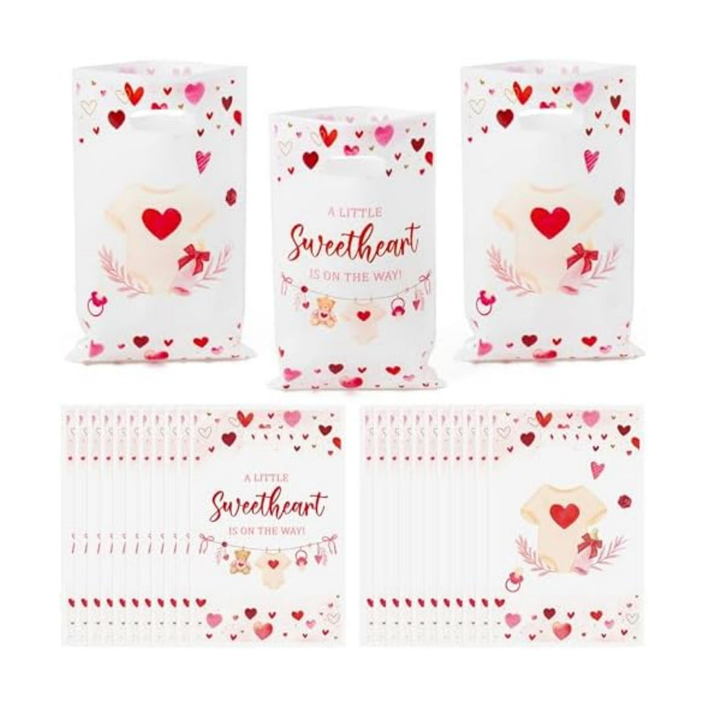 Haooryx Sweet Heart Bear Baby Shower Party Favor Bags Gift Wrap Decoration
