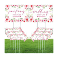 8 Pcs 17 × 8.5" Wedding This Way Directional Parking Signs Road with Stakes Large Double Sided Direction Printed Ceremony Reception Lawn Yard Arrow Sign Exquisite Plastic Rainproof (Pink Rose)
