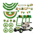 33Pcs St Patricks Day Golf Cart Parade Decorations Kit - Green Bunting Burlap Flag Tinsel Garlands Banner Balloons for Irish Float Party Decor
