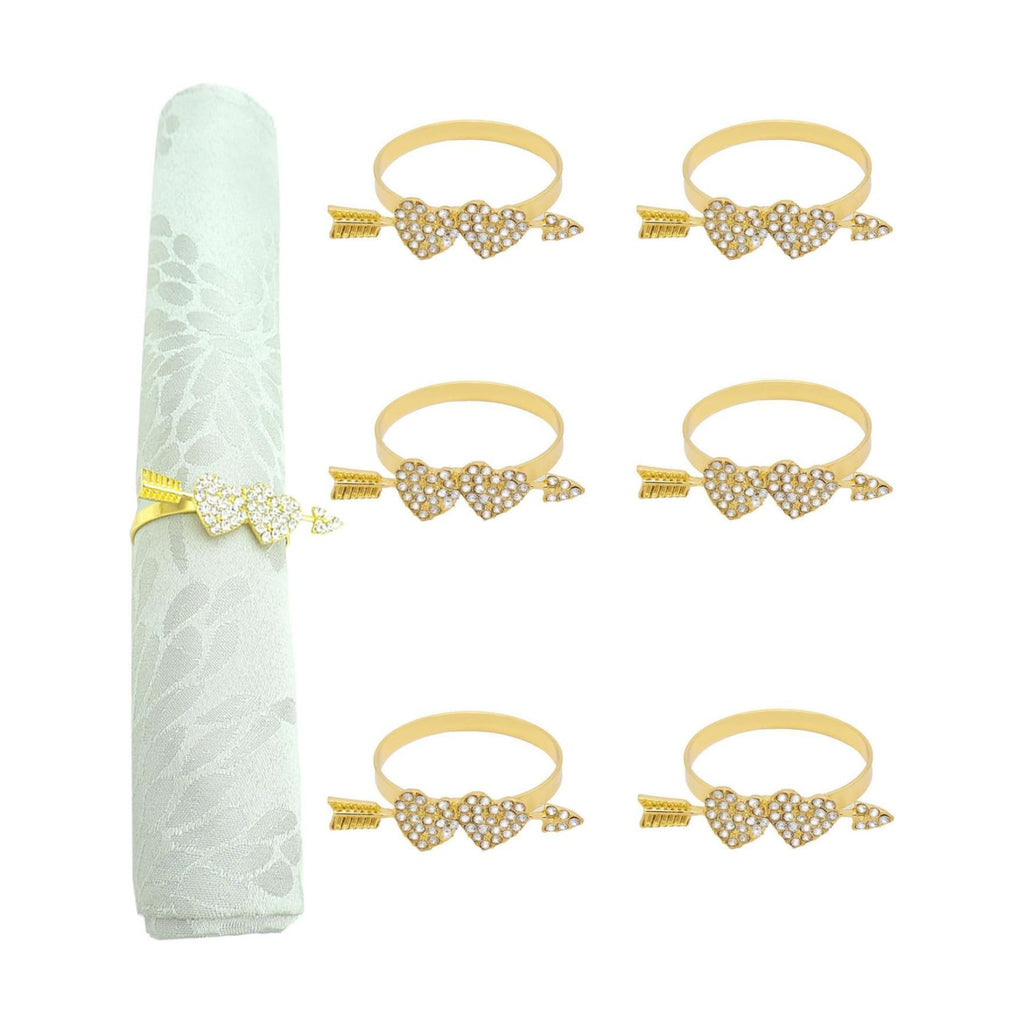 Valentine's Day Napkin Rings Set of 6, Metal Gold Love Heart Napkin Holders Valentine's Day Table Decorations Mother's Day Wedding Decorations Party Supplies