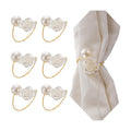 Gold Rose Pearl Valentine's Day Napkin Rings Set of 6, Metal Valentine's Day Napkin Holders Table Decorations Mother's Day Wedding Party Supplies