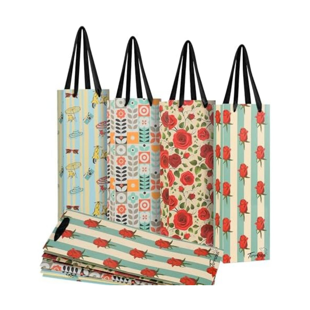 Tirrinia Wine Bottle Gift Bags 12-Pack in 4 Designs