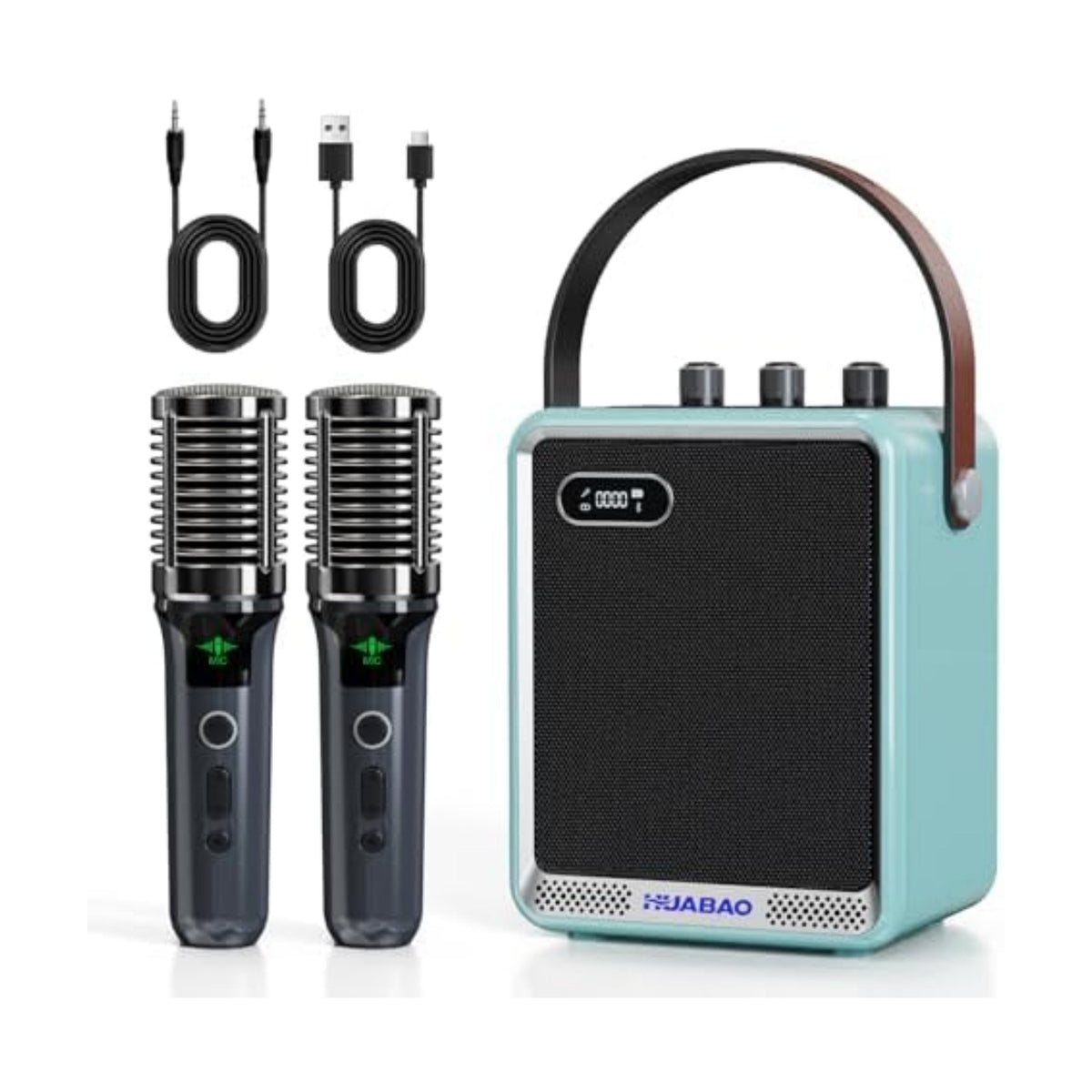 Karaoke Machine with 2 Wireless Microphones, Portable Mini Speaker