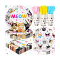 Cats Birthday Party Plates Set,168PCS Cat Birthday Tableware Party Supplies