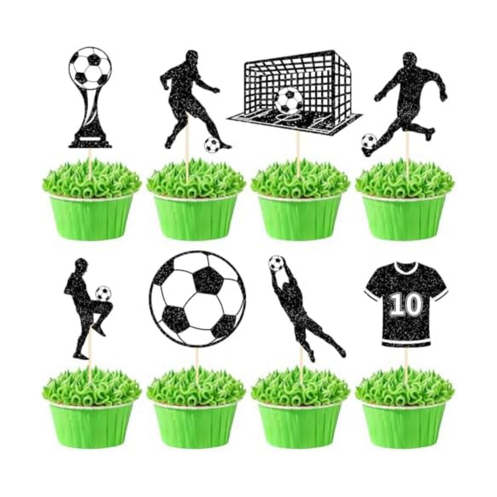 Hooqict 40Pcs Soccer Ball Cupcake Toppers Soccer Birthday Cake Topper Decorations Cupcake Picks for Kids Boys Men Sports Theme Birthday Party Decorations Game Day Party Supplies