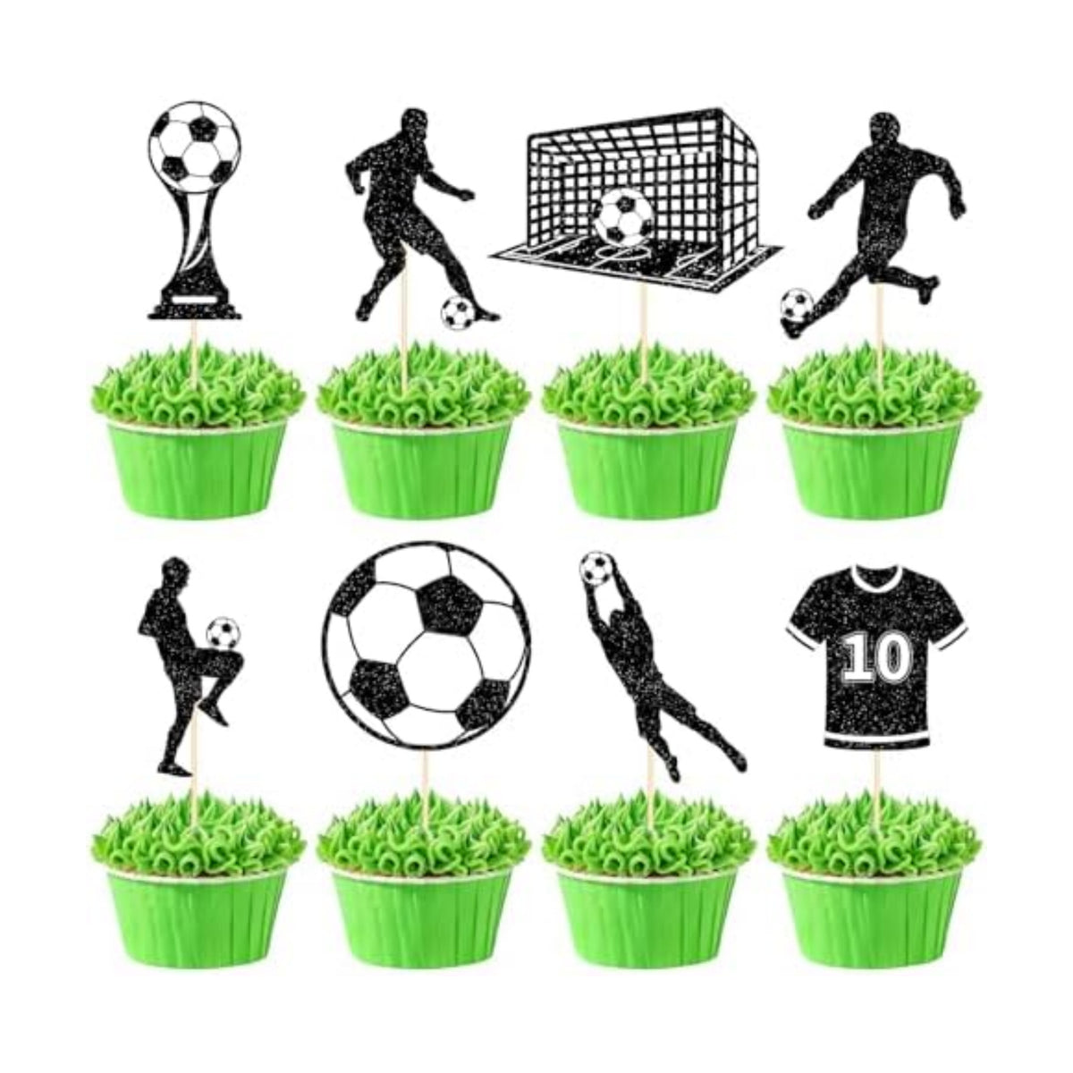 Hooqict 40Pcs Soccer Ball Cupcake Toppers Soccer Birthday Cake Topper Decorations Cupcake Picks for Kids Boys Men Sports Theme Birthday Party Decorations Game Day Party Supplies