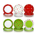 Fourluoo 96 Pcs Lime Green Christmas Paper Plates Disposable Dinner Plates for Xmas Birthday Party Table Decor
