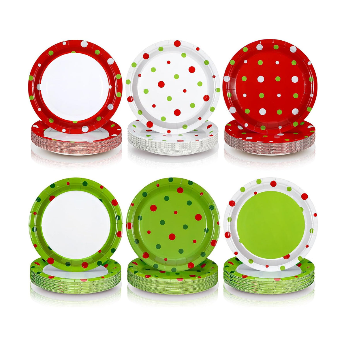 Fourluoo 96 Pcs Lime Green Christmas Paper Plates Disposable Dinner Plates for Xmas Birthday Party Table Decor