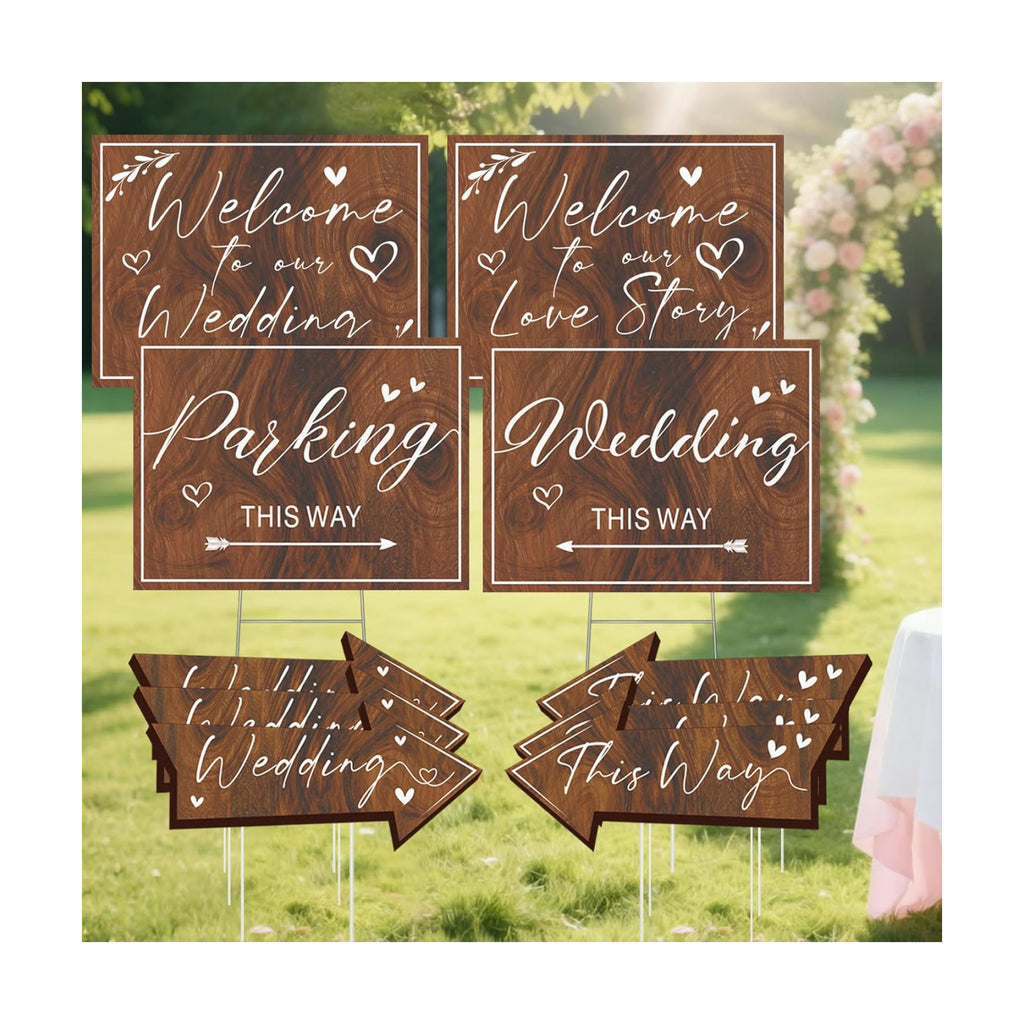 Wedding Welcome Signs for Reception Outdoor Weddings This Way Decor 10 Pack