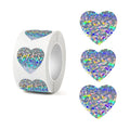 500Pcs Heart Stickers 1In Valentines Day Silver Love Stickers Glitter Heart Shaped Sticker for Kids Reward Classroom Self Adhesive Incentive Sticker for Envelope Seal Birthday Gift Decorations