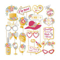 22 Pcs Bridal Shower Photo Booth Props Funny Gold Bachelorette Party Selfie Props Decoration Supplies Ideas Favors