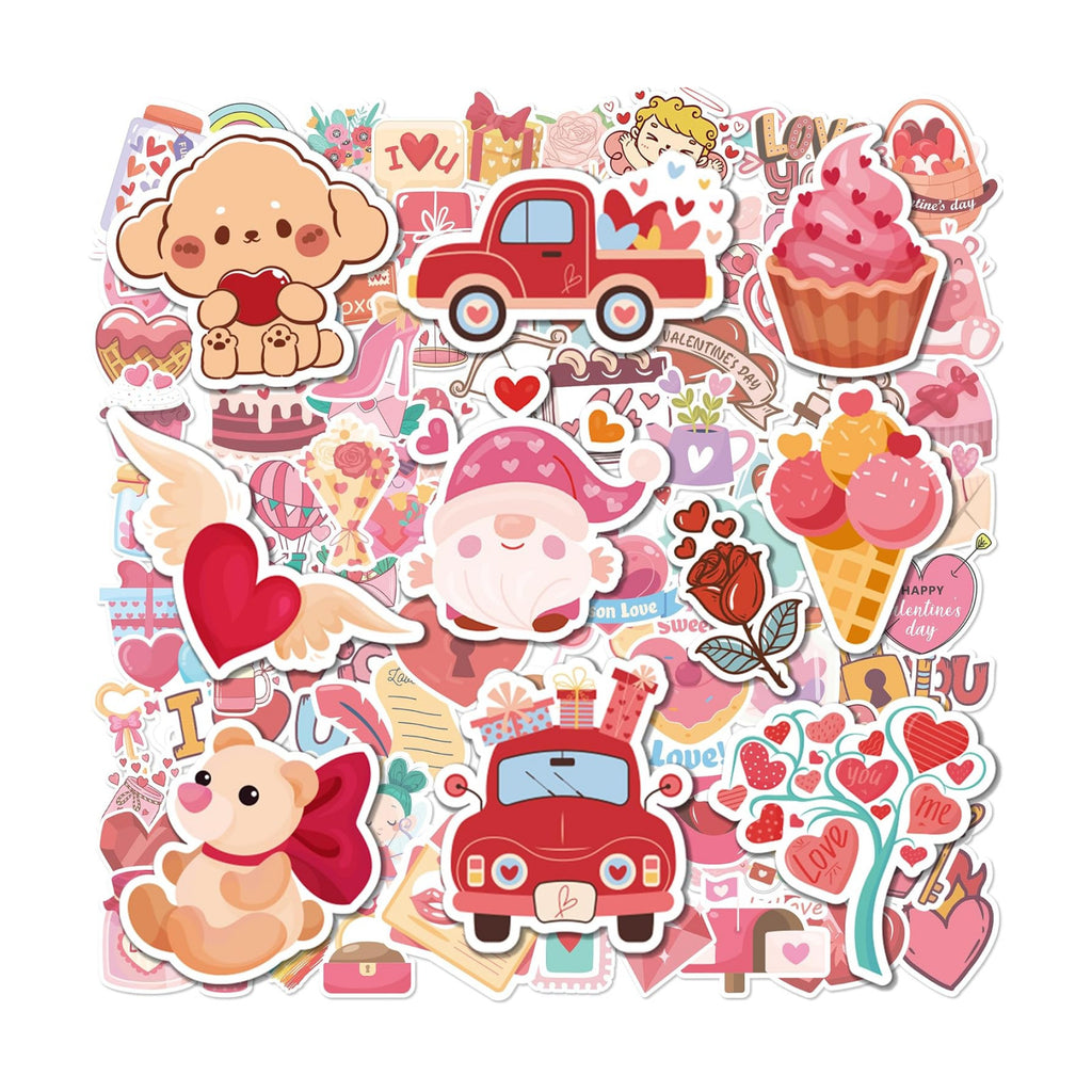 Valentines Stickers - 100 PCS Heart Rose Stickers for Kids | Valentines Day Gifts Crafts Activities Party Favors Supplies Decorations for School Classroom