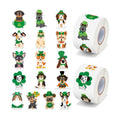 H1vojoxo St. Patrick's Day Sticker Rolls - 1000PCS Irish Shamrock Holiday Cartoon Dog Stickers for Kid 16 Design St. Patrick's Cute Dog Sticker for Craft St. Patrick Cartoon Dogs Stickers for Envelope