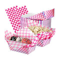 Geosar 100 Pcs Gingham Paper Food Tray with Wax Paper,Laser Fuchsia