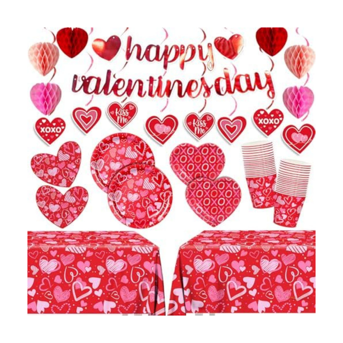 Valentine Day Decorations Plates Napkins Party Supplies Tableware Set