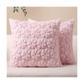 Softalker Spring Decorative Throw Pillow Covers 16 x 16 Inch Set of 2, Farmhouse Summer Floral Daisy Soft Faux Fur Cushion Covers, 3D Pillow Cases for Couch Bedroom Living Sofa Room Home Decor, Pink