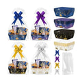 OSNIE Eid Mubarak Gift Bag Empty Baskets - 24 Sets Islamic Eid Gold Lantern and Moon Party Gift Baskets Empty with Cellophane Bags and Ribbons Bows for Festivals Holiday Business Carnival (4 Styles)
